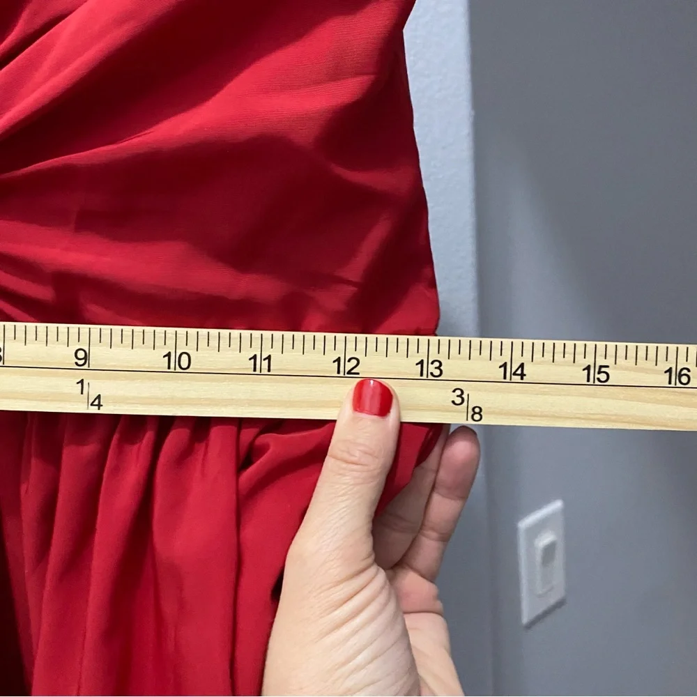 ML Monique Lhuillier Strapless High Low Maxi Gown Dress Red Women's Size 4 - Picture 9 of 14